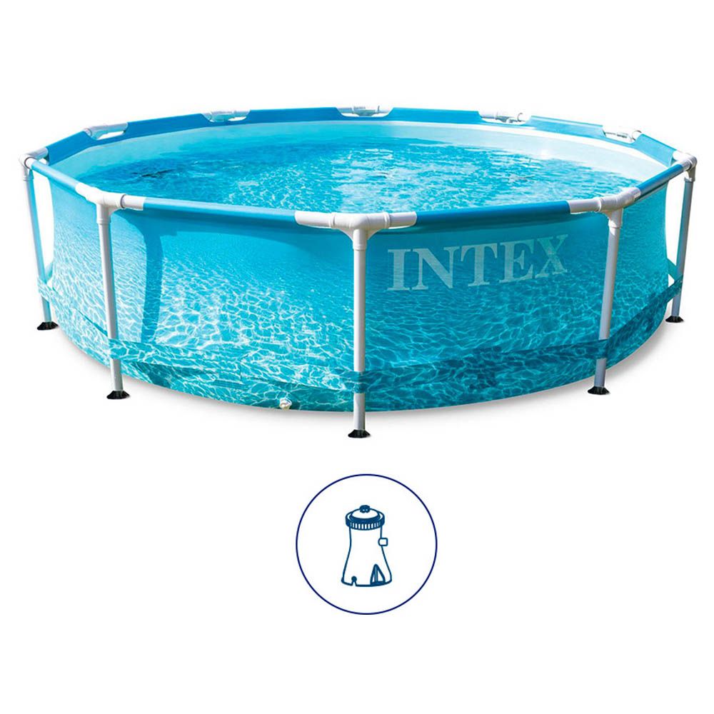 Intex - Beachside Metal Frame Round Above Ground Pool