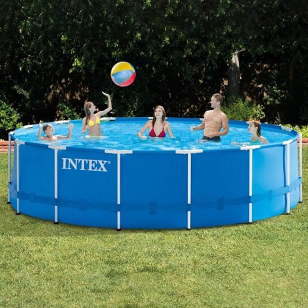 Intex - 15ft x 48In Metal Frame Pool Set - Blue