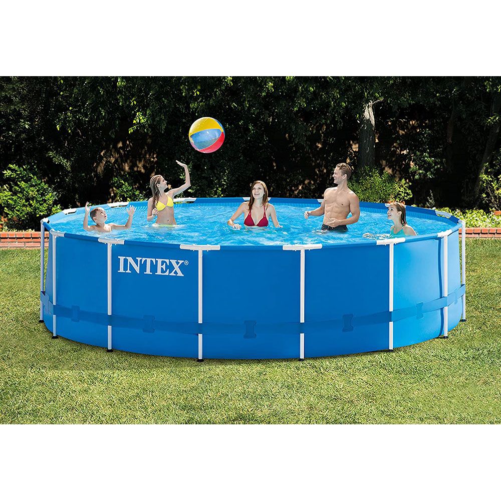 Intex - 15ft x 48In Metal Frame Pool Set - Blue