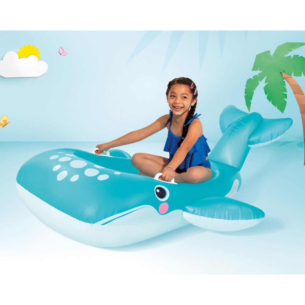 Intex - Blue Whale Inflatable Ride-On - Pool Float - Blue