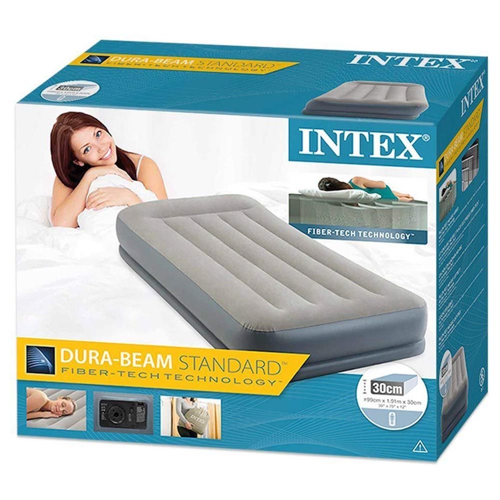 Intex - Twin Pillow Rest Mid-Rise Airbed - Brown