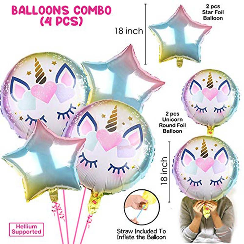 PartyPropz Set of 5 Unicorn Balloons Combo Set