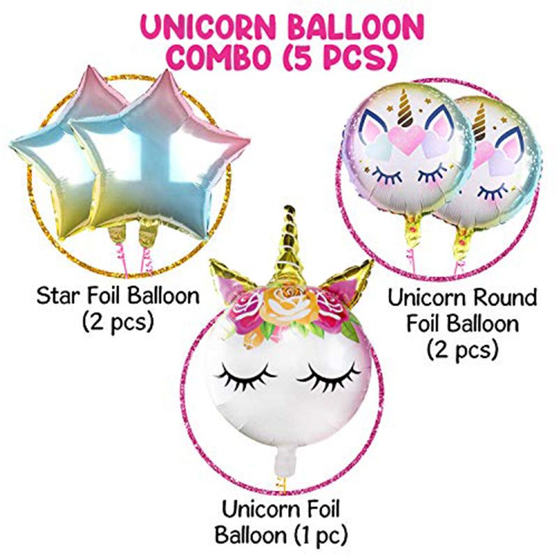 PartyPropz Set of 5 Unicorn Balloons Combo Set