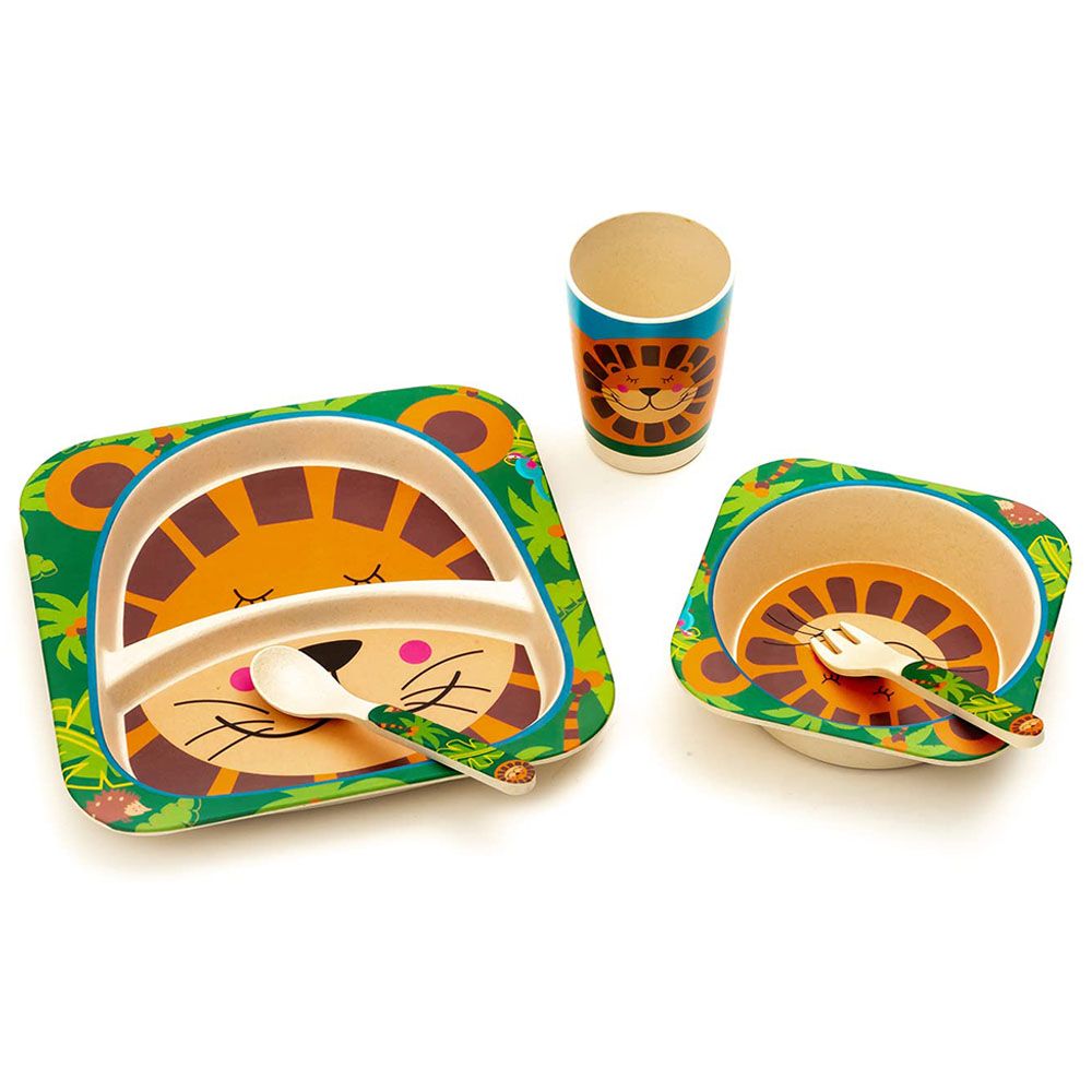 Brain Giggles - Bamboo Dinnerware Set - 5Pc-Set - Lion Tableware