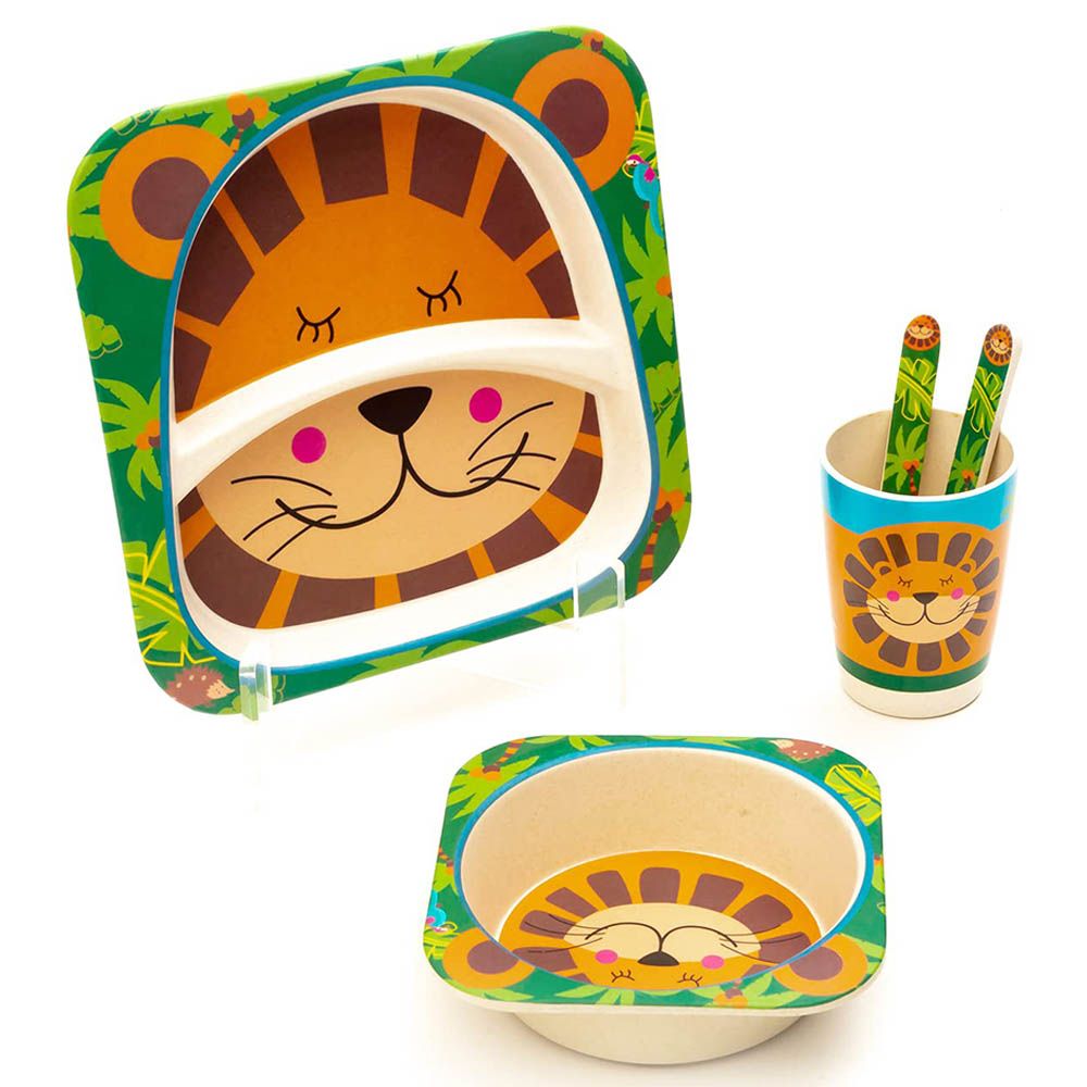 Brain Giggles - Bamboo Dinnerware Set - 5Pc-Set - Lion Tableware