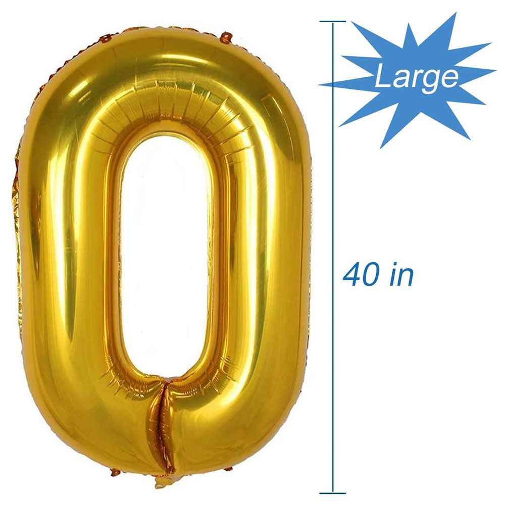 Brain Giggles - 0 Number Foil Balloon - 40-inch - Gold