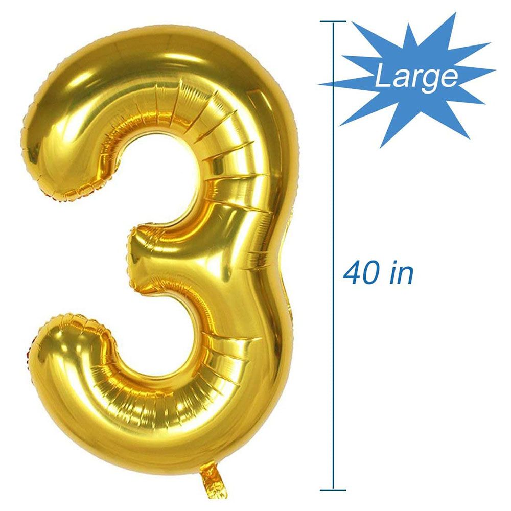 Brain Giggles - 3 Number Foil Balloon - 40-inch - Gold