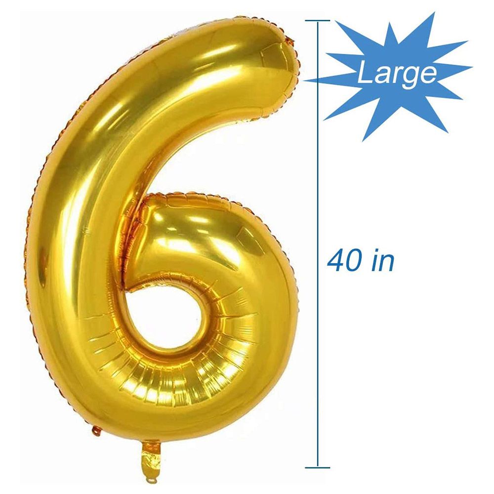 Brain Giggles - 6 Number Foil Balloon - 40-inch - Gold