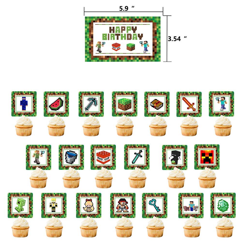 Brain Giggles - Minecraft Theme Birthday Decoration Set - 51pcs