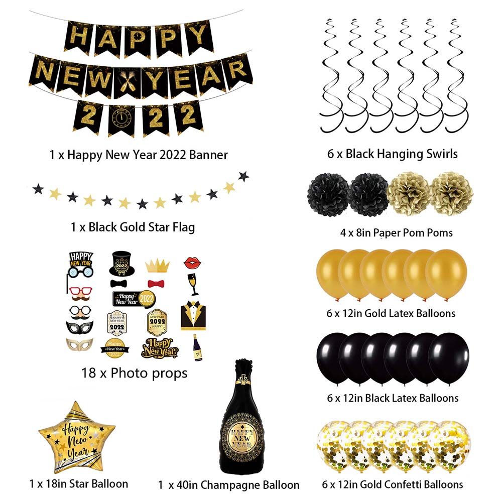 Brain Giggles - 50pcs 2022 New Year Decoration Kit