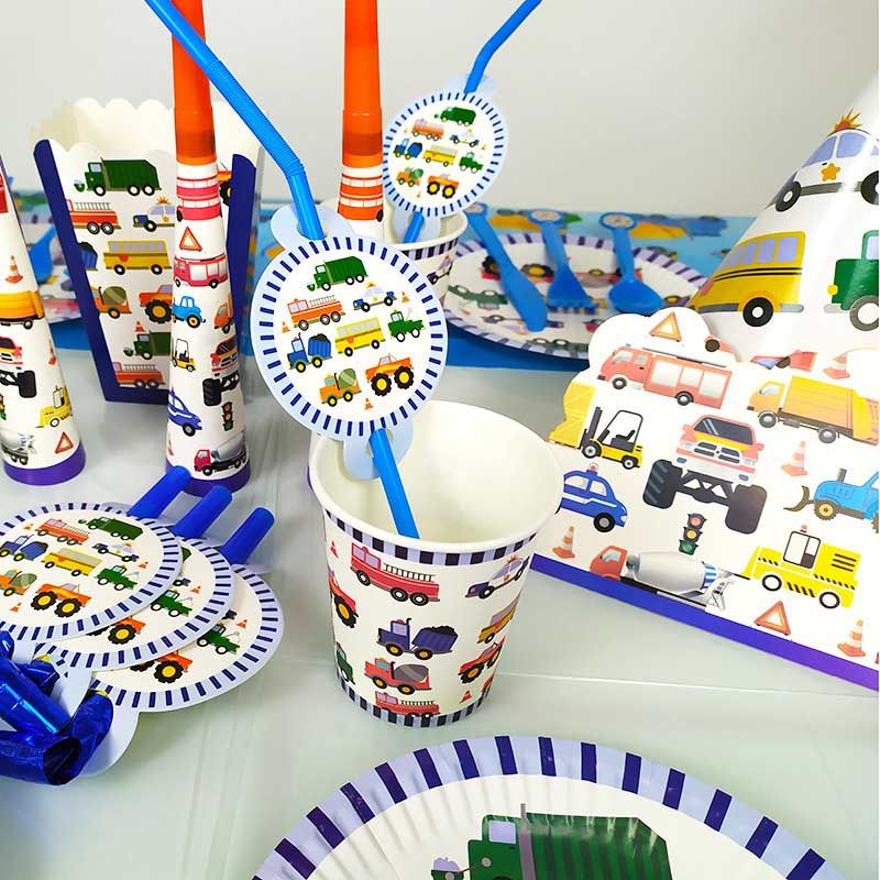 Brain Giggles - Transport Theme Disposable Tableware 136pcs