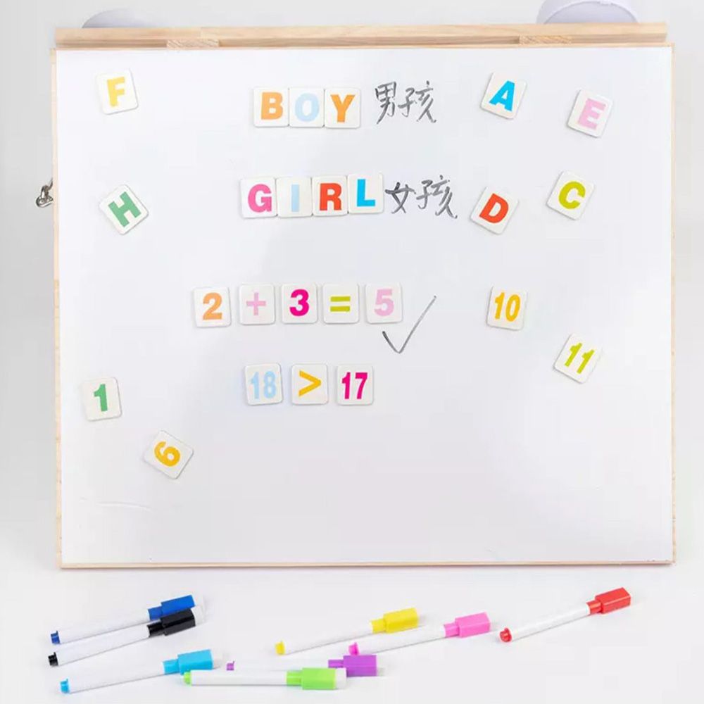 Brain Giggles - 2-in-1 Wooden Montessori Busy Board & White Board