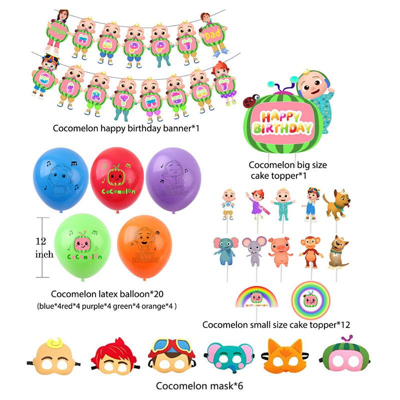 Brain Giggles - Cocomelon Birthday Party Decoration Set - 32pcs