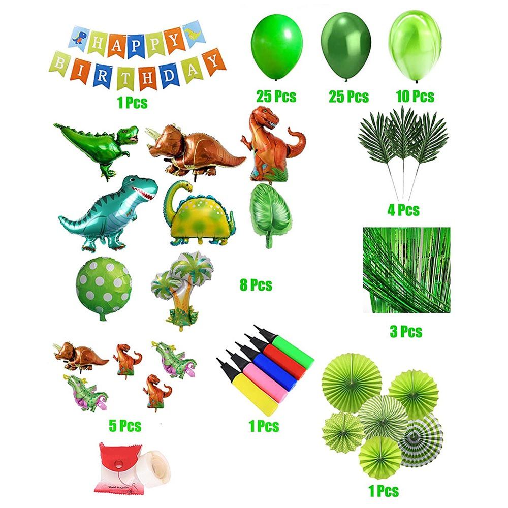 Brain Giggles - Dinosaur Theme Birthday Decoration Kit 89pcs