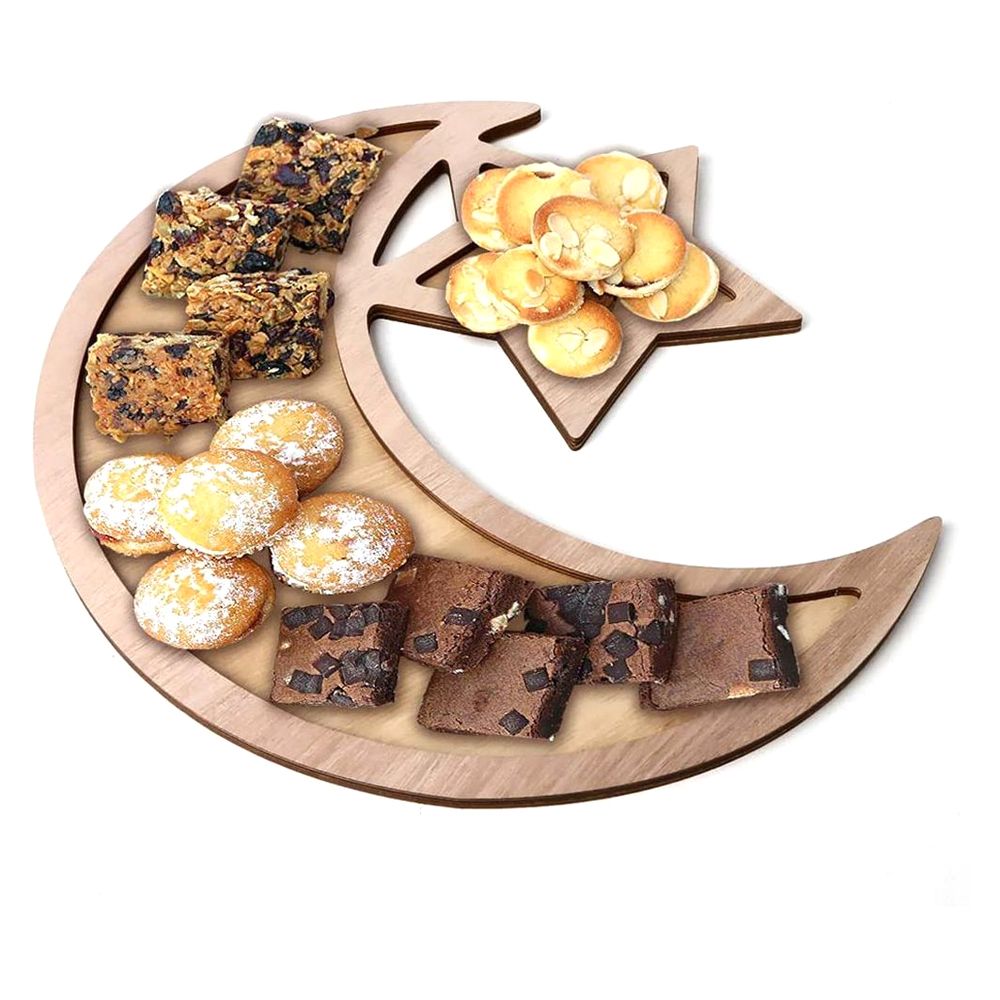 Brain Giggles - 4 Pcs Diy Wooden Eid Mubarak Tray Set