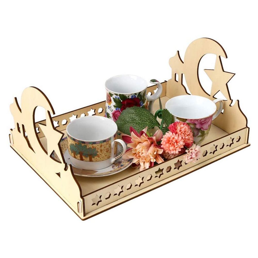 Brain Giggles - 4 Pcs Diy Wooden Eid Mubarak Tray Set