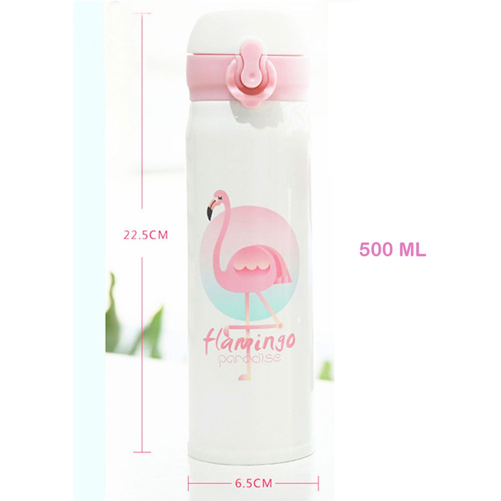 Brain Giggles - Cute Insulated Flamingo Stainless Steel Vacuum Flask - 500ml