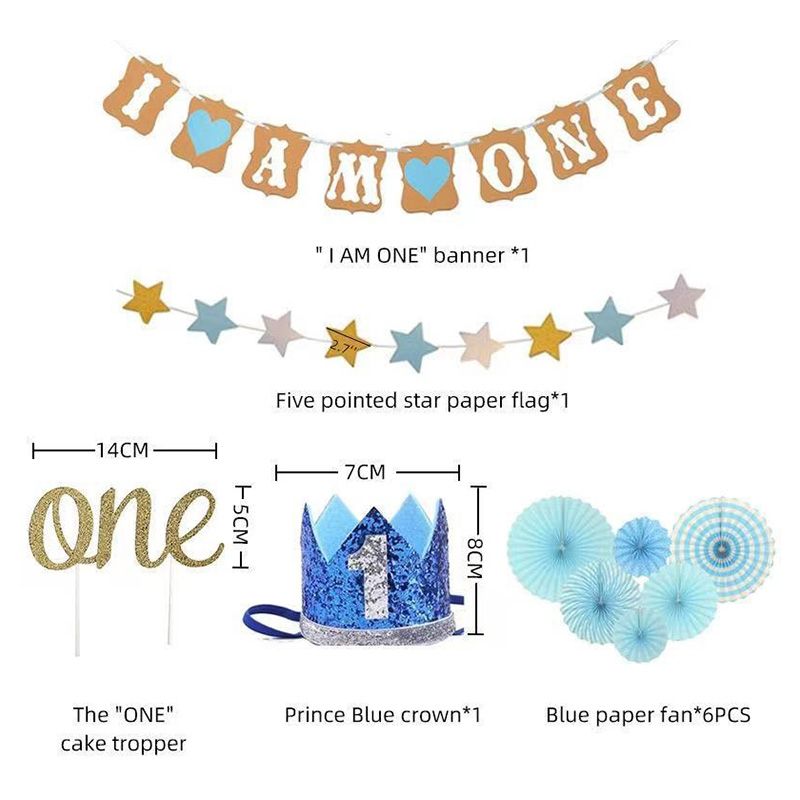 Brain Giggles - Boy First Birthday Decoration Kit 10pcs