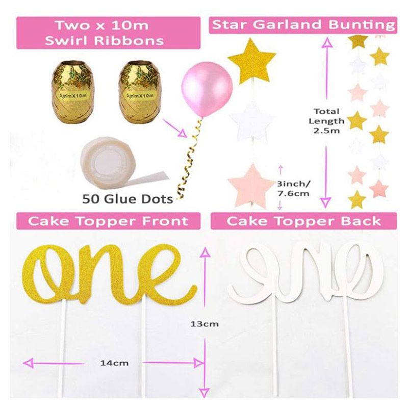 Brain Giggles - Girl First Birthday Decoration Kit 32pcs