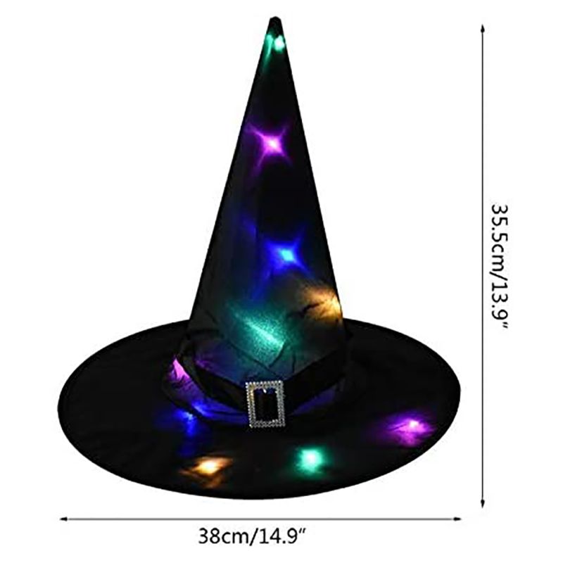 Brain Giggles - Halloween Witch Hat with LED Light - Black