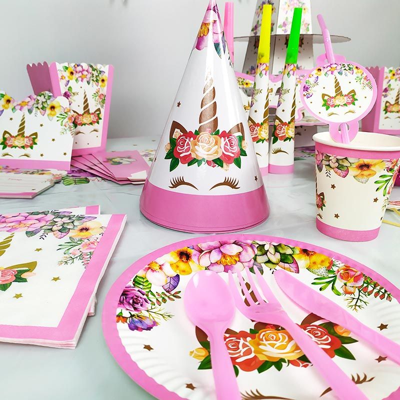 Brain Giggles - Unicorn Theme Disposable Tableware 136pcs