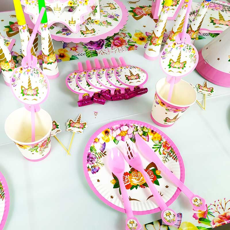 Brain Giggles - Unicorn Theme Disposable Tableware 136pcs