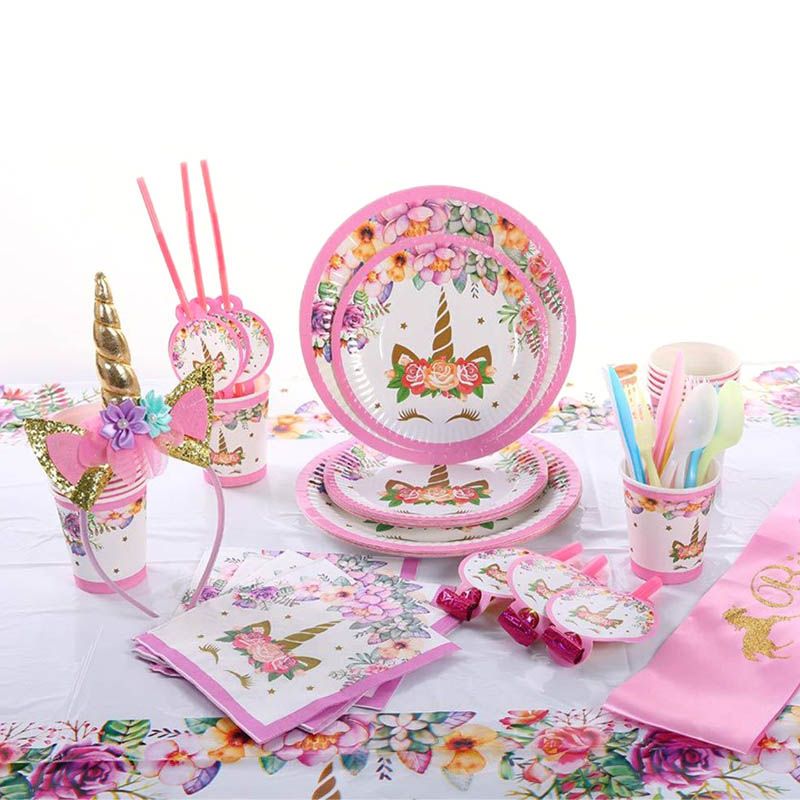 Brain Giggles - Unicorn Theme Disposable Tableware 136pcs