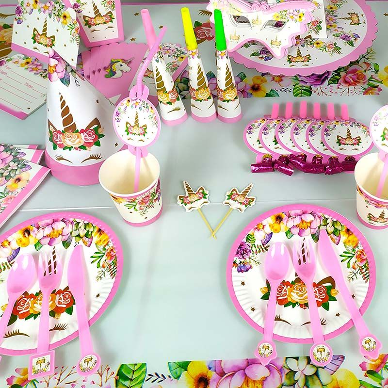 Brain Giggles - Unicorn Theme Disposable Tableware 136pcs