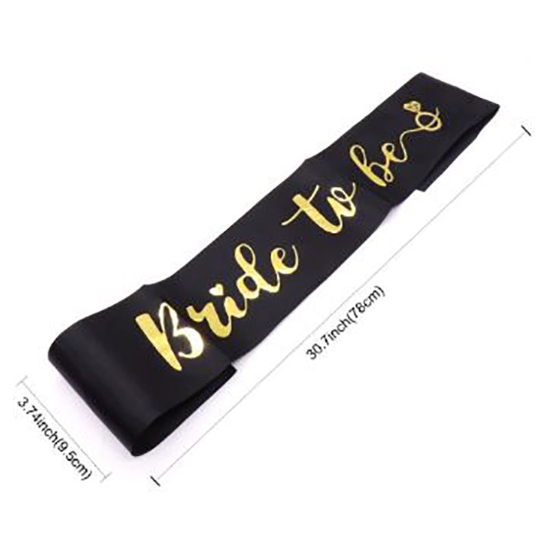 Brain Giggles - Bride To Be Sash Parties Glitter Gold - Black