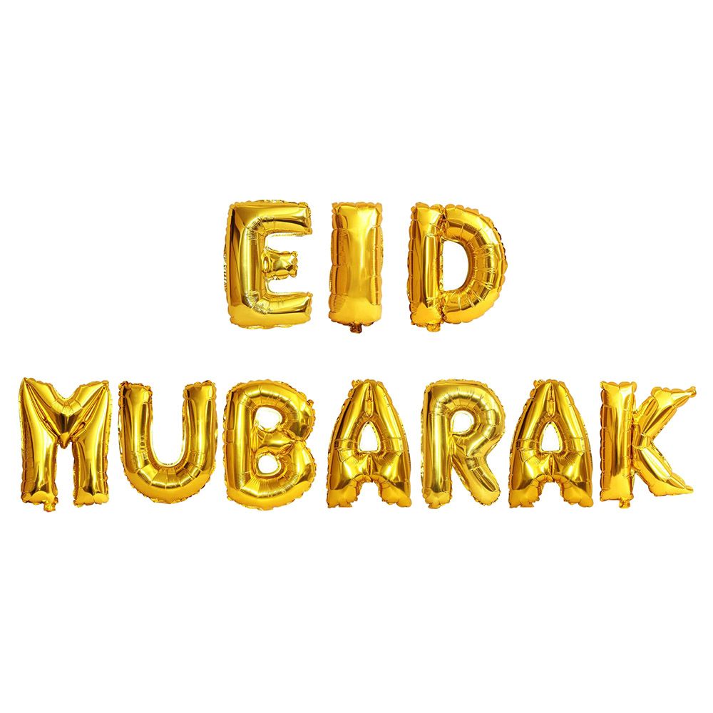 Brain Giggles - Eid Mubarak Foil Balloon Banner - Gold