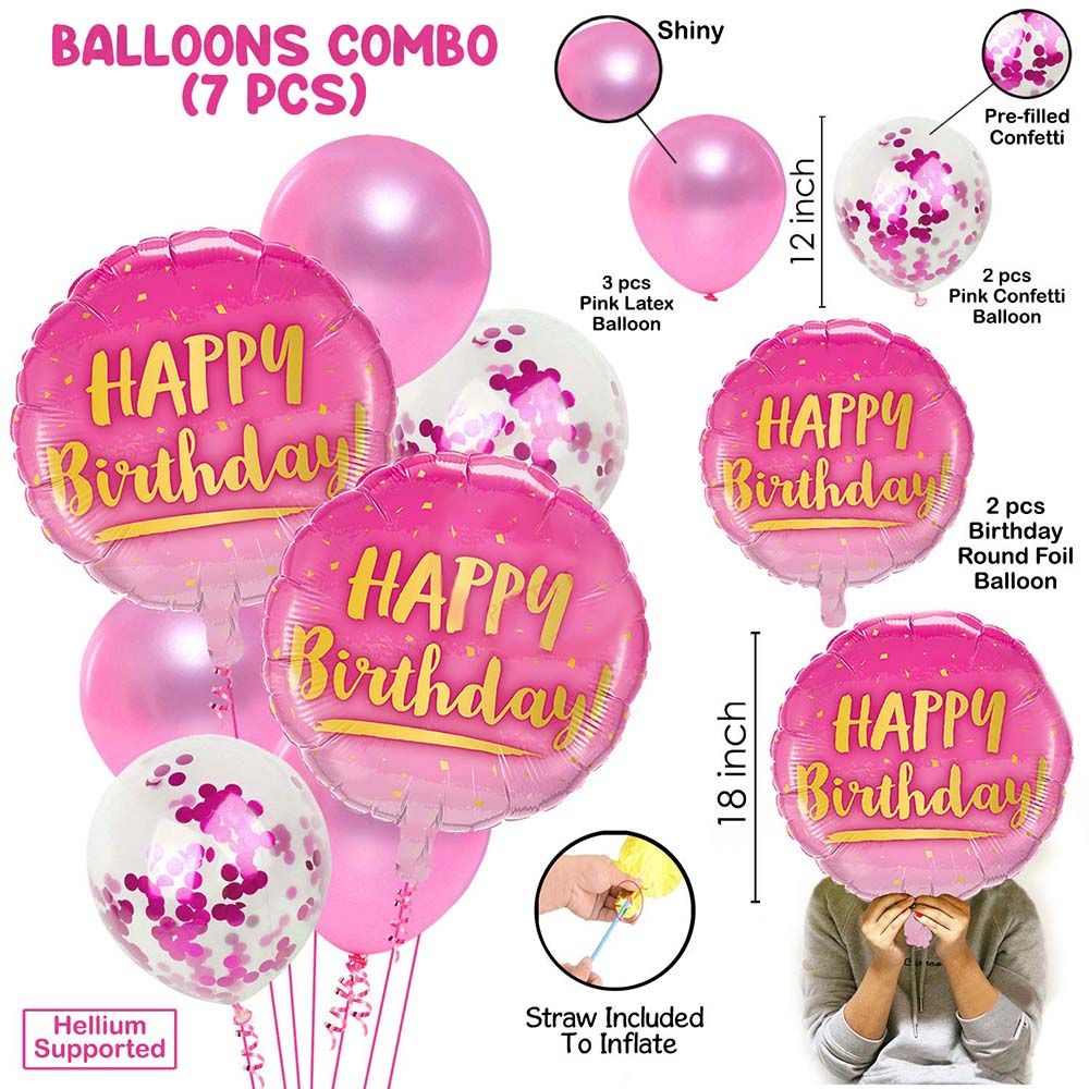 PartyPropz - 7 pcs Birthday Printed Balloons Combo