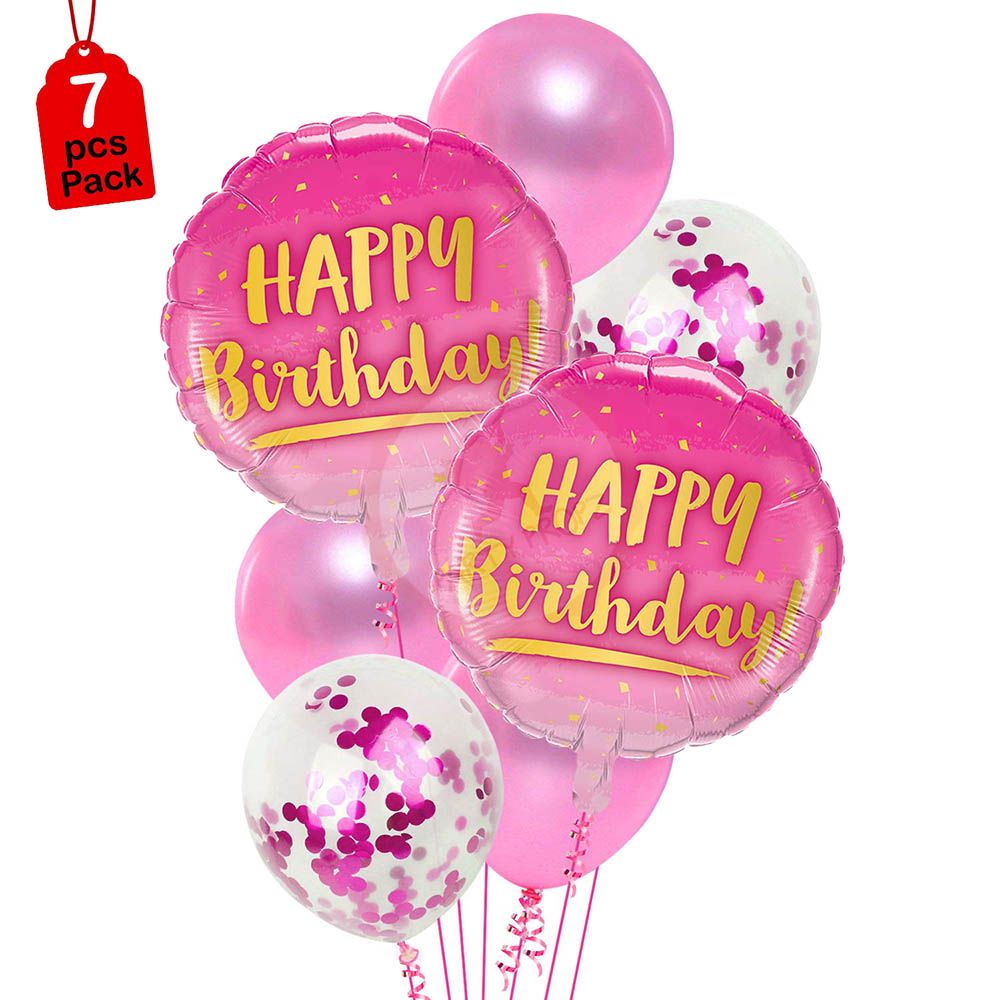 PartyPropz - 7 pcs Birthday Printed Balloons Combo