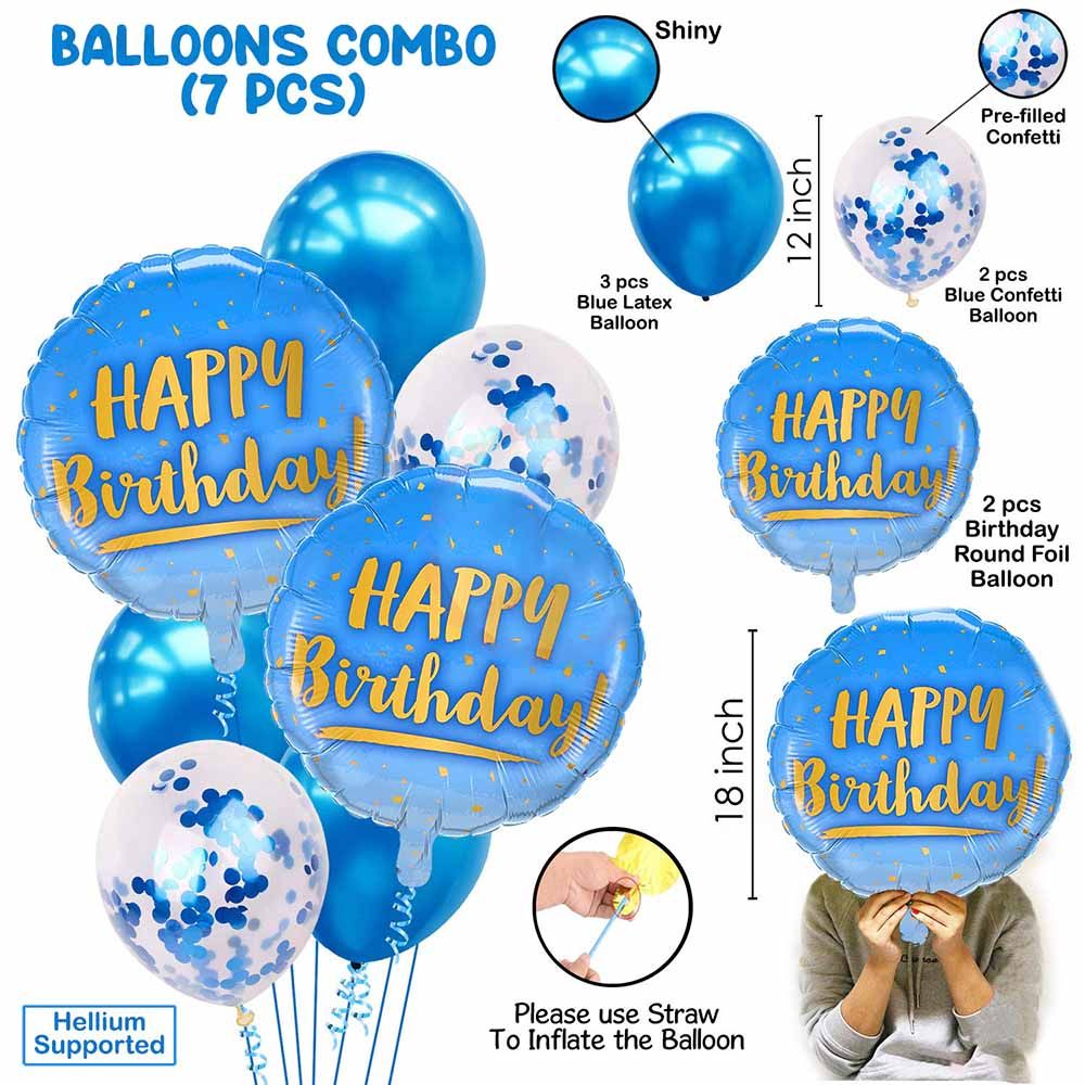 Brain Giggles - 7 pcs Happy Birthday Printed Balloons Combo