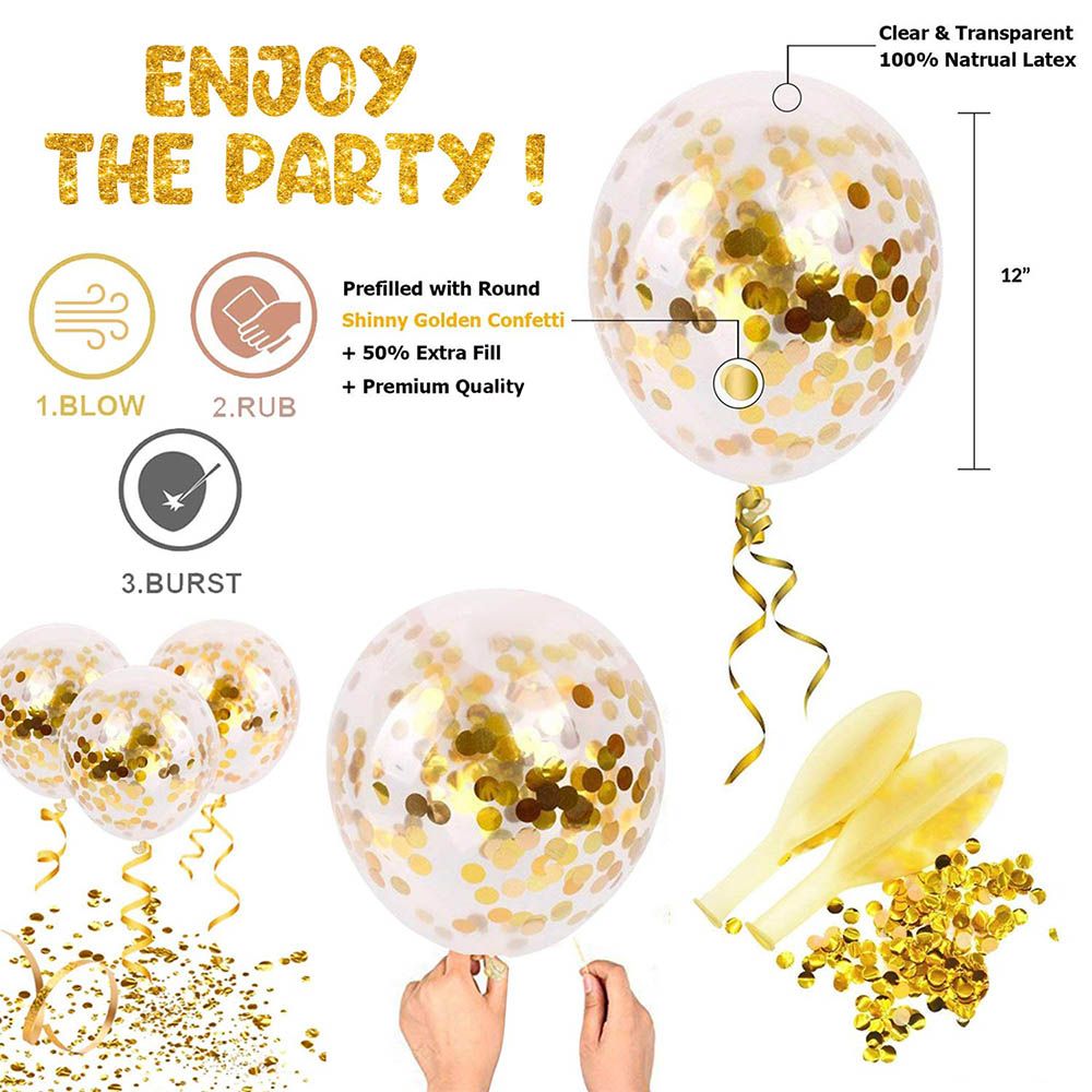 Brain Giggles - Set of 7 pcs Gold foil Printed Balloons Combo