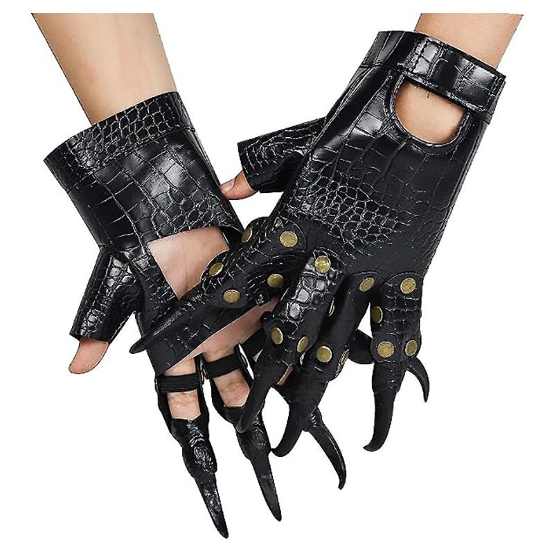 Brain Giggles - Halloween Leather Claw Gloves w/ Long Finger Nails