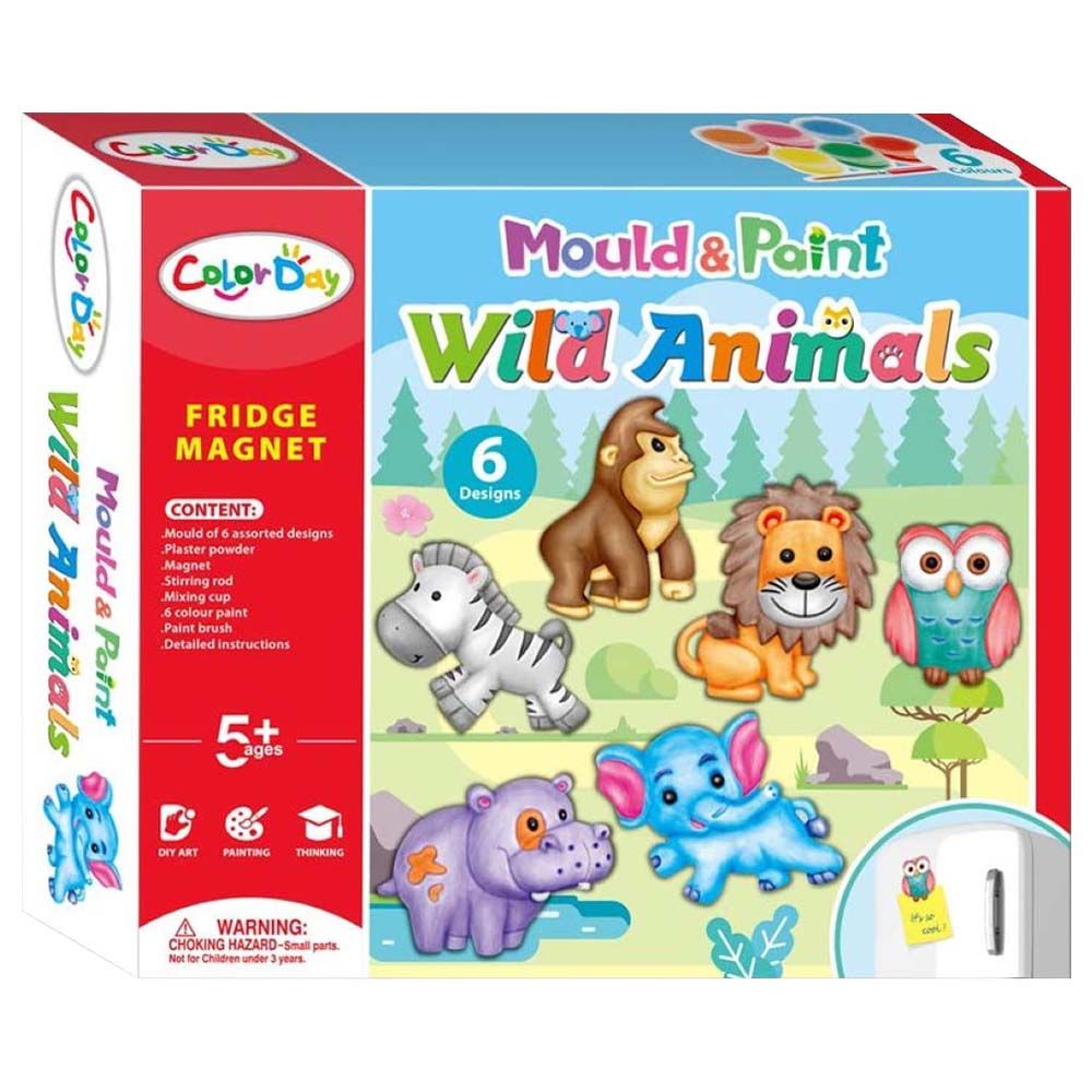 Brain Giggles - Mould & Paint Wild Animal Fridge Magnet Craft Kit