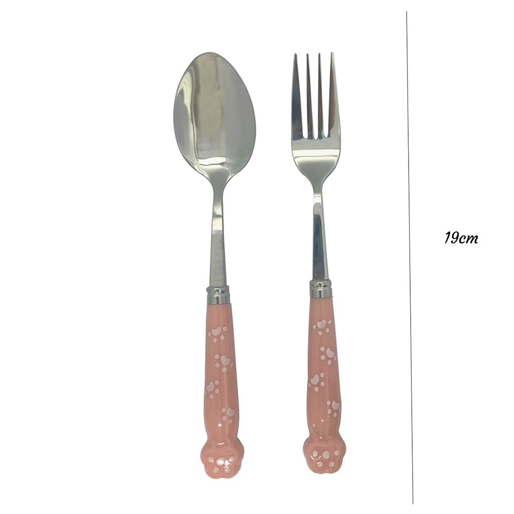 Brain Giggles - Stainless Steel Paw Cutlery Set With Case - Pink