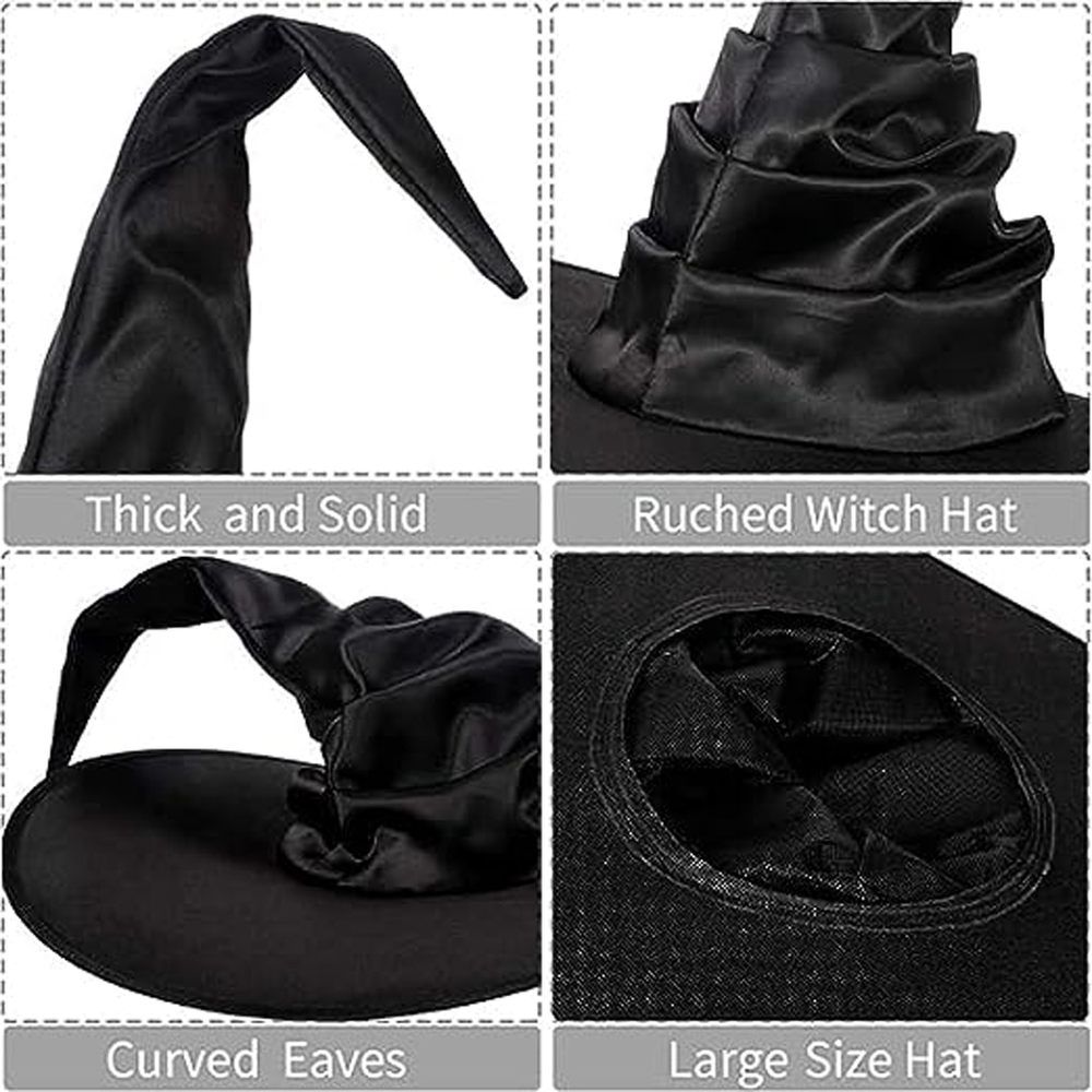 Brain Giggles - Halloween Witch Hat With Hanging Spider - Black