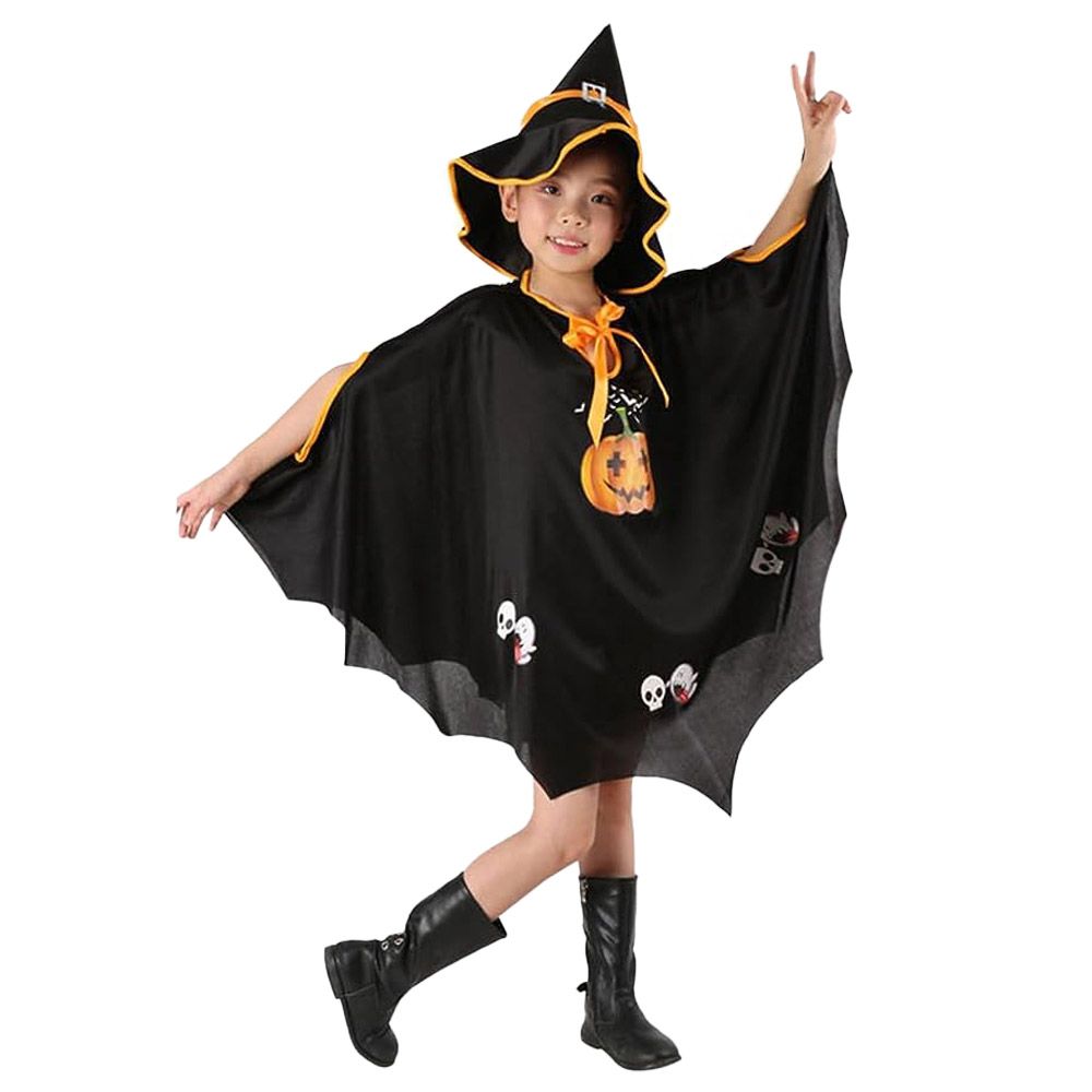 Brain Giggles - Halloween Cape w/ Witch Hat - Black