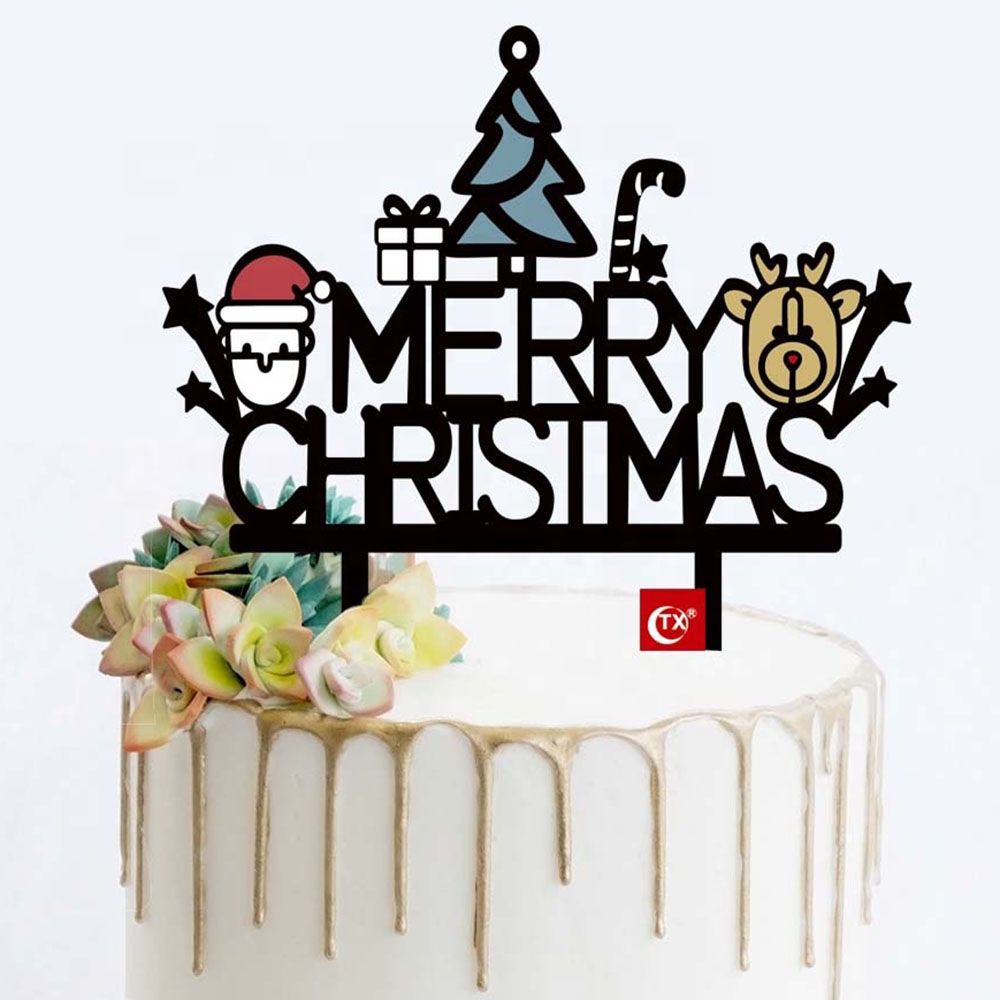 برين جيغلز- زينة كيك علوية Merry Christmas أسود