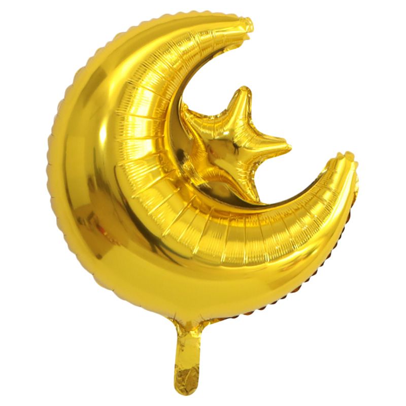 Brain Giggles - Eid Mubarak Banner & Balloons Set of 50 - Gold And Blue