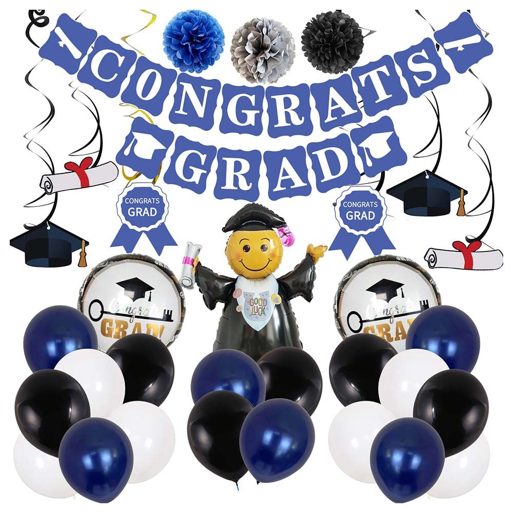 Brain Giggles - Graduation Party Decoration Set - Blue