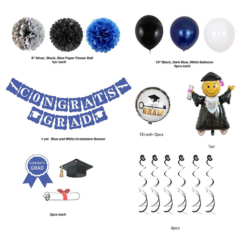 Brain Giggles - Graduation Party Decoration Set - Blue