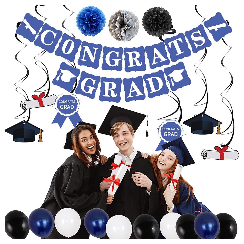 Brain Giggles - Graduation Party Decoration Set - Blue