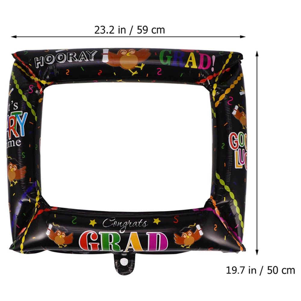 Brain Giggles - Graduation Photo Frame Foil Balloon - Black