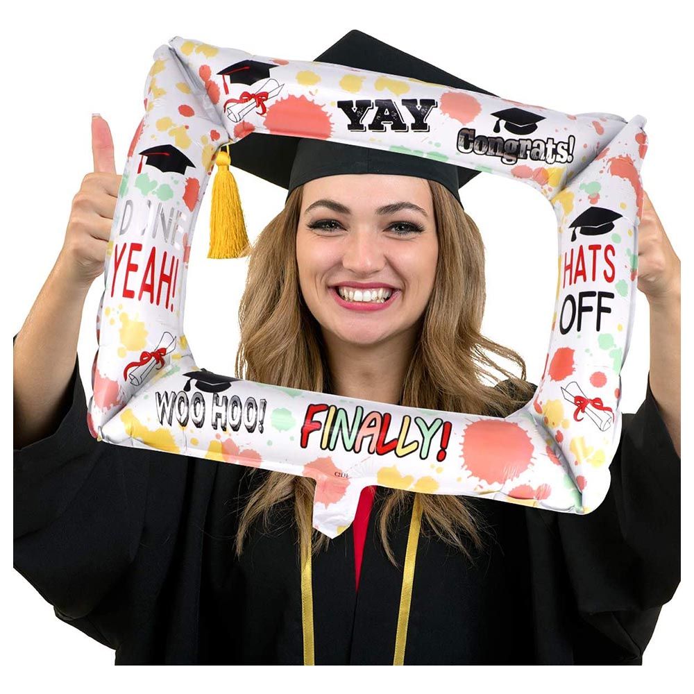 Brain Giggles - Graduation Photo Frame Foil Balloon - White