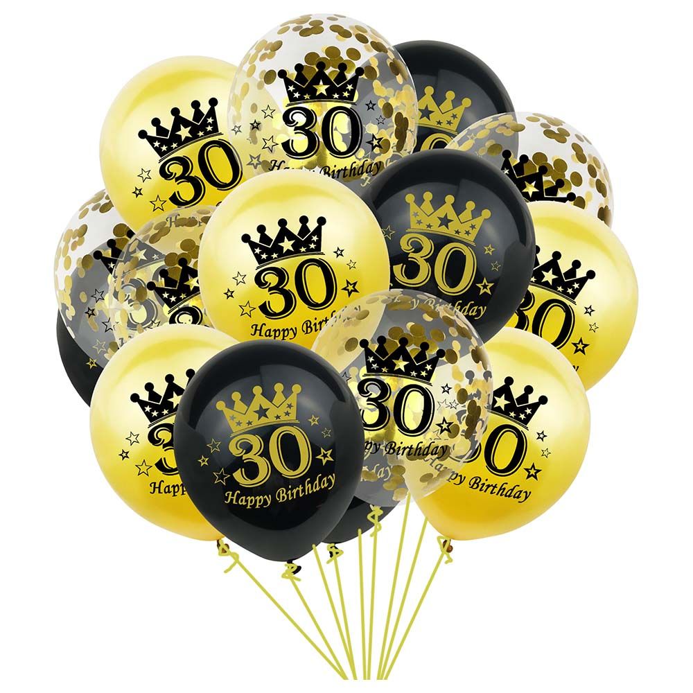 Brain Giggles - Happy Birthday Latex 30th Birthday Balloons - 15pcs