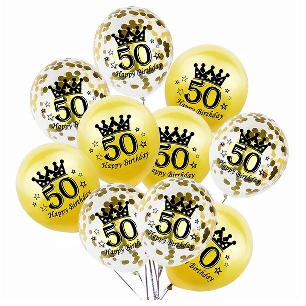 Brain Giggles - Happy Birthday Latex 50th Birthday Balloons - 15pcs