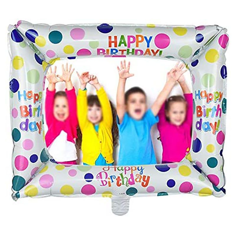 Brain Giggles - Happy Birthday Photo Frame Foil Balloon - White