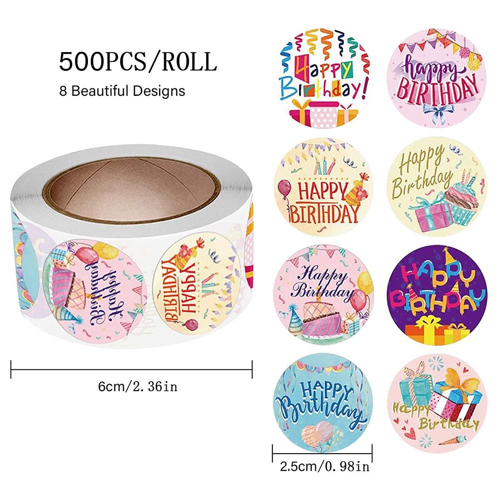 Brain Giggles - Happy Birthday Sticker Roll 1-inch - 8pcs